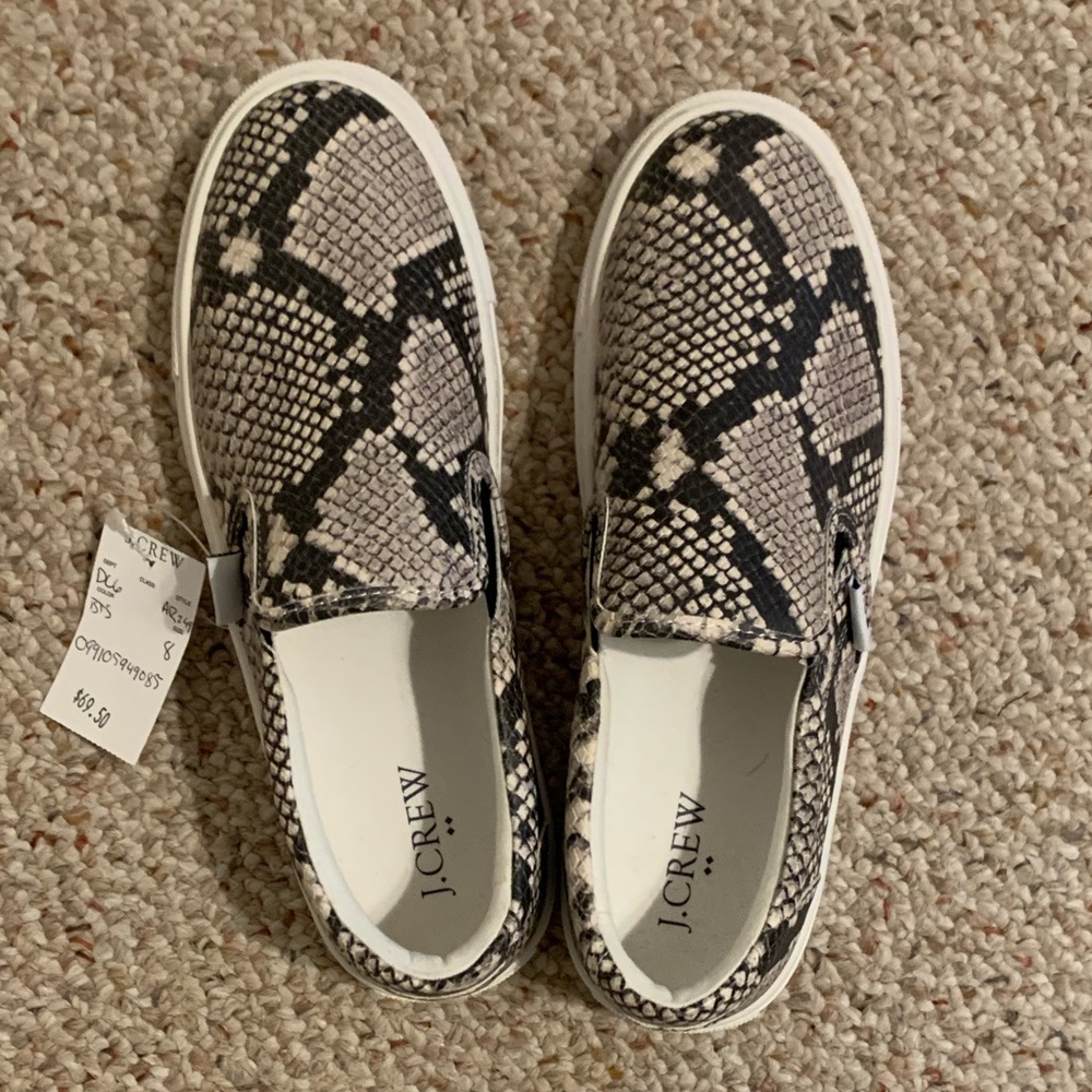 NWT J. Crew snakeskin slip on shoes